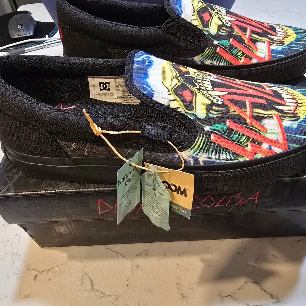 Slayer x Dc Shoes Slip-On Black Green DM236104 Sneaker SIZE 10 NEW